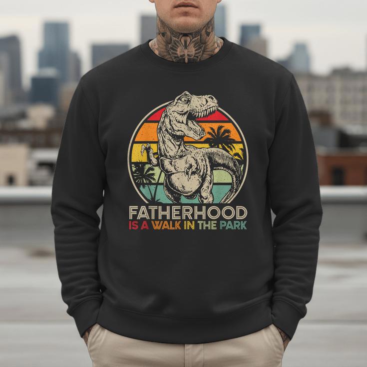 Vintage Fatherhood Is A Walk In The Park DadRex Dinosaur Men Sweatshirt