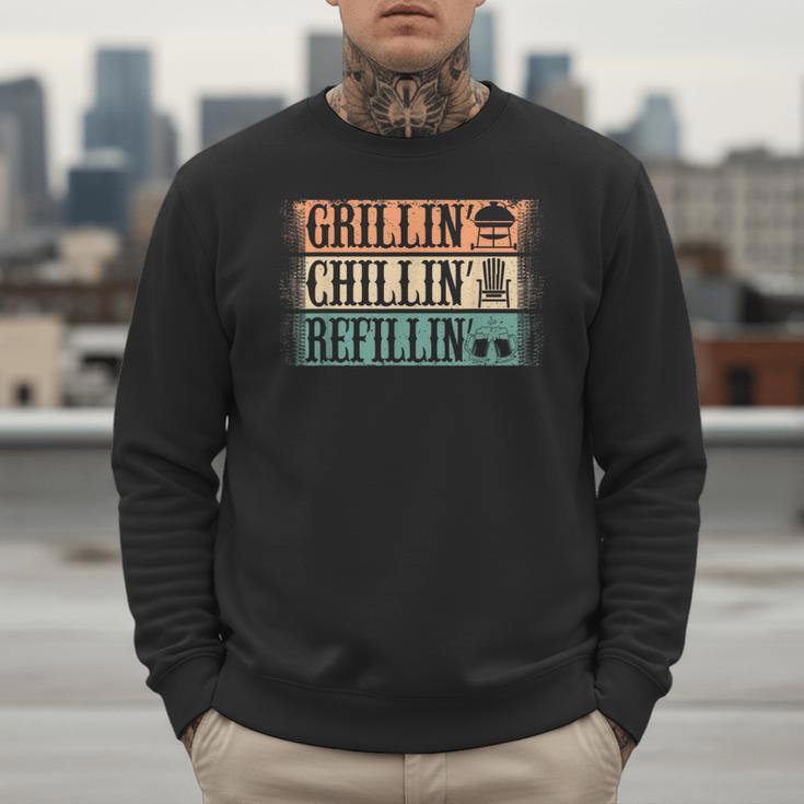 Vintage Grill Dad Grilling Chilling Refilling Men Sweatshirt
