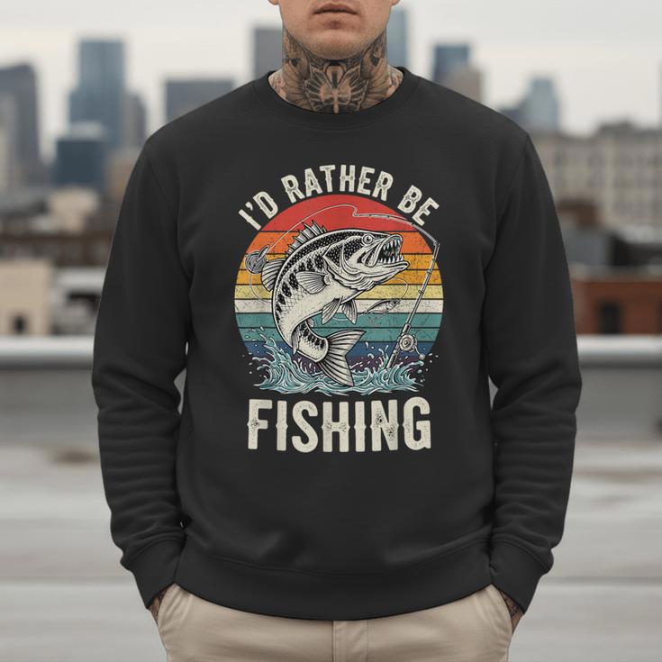 Vintage I'd Rather Be Fishing Graphic Bass Dad Boy Men Men Sweatshirt