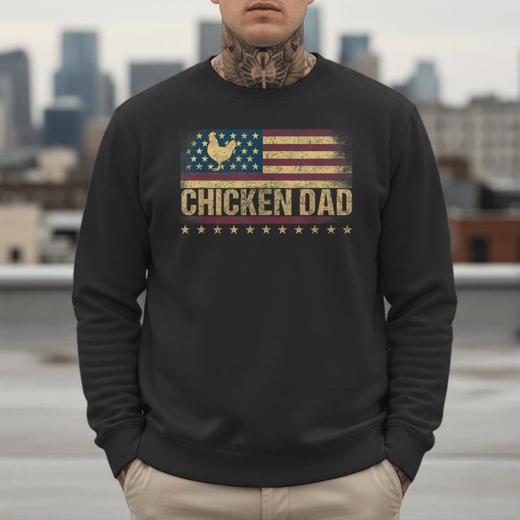 Vintage USA Flag Chicken Dad Stars Men Sweatshirt