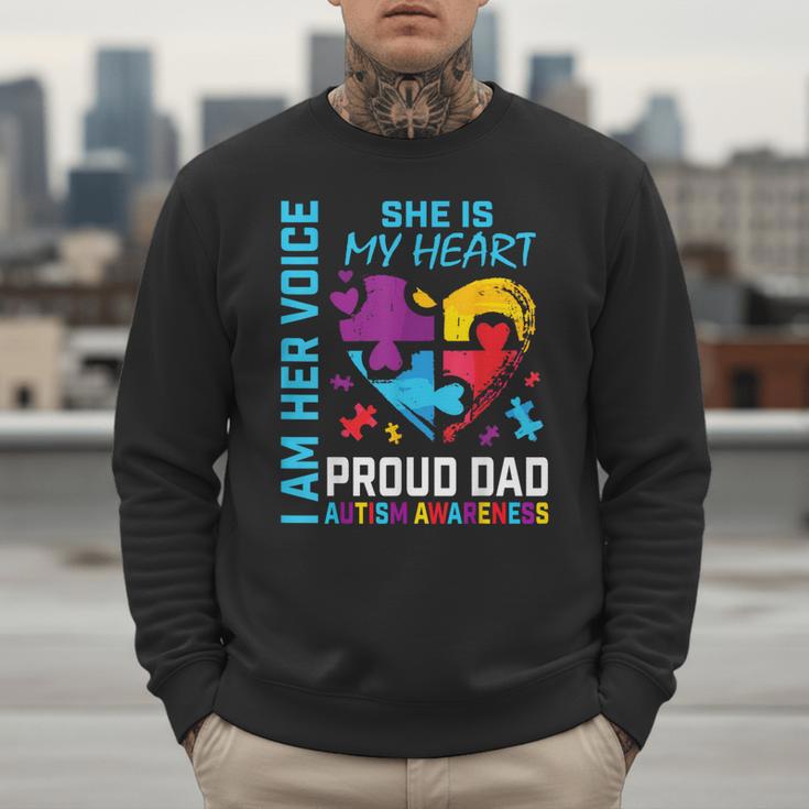I Am Her Voice She Is My Heart Autism Awareness Daughter Dad Men Sweatshirt
