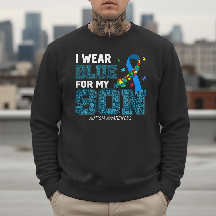 I Wear Blue For My Son Autism Awareness Mom Dad Parents Men Sweatshirt