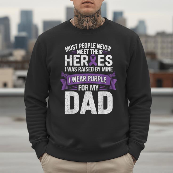 I Wear Purple For My Dad Pancreatic Cancer Support Men Sweatshirt