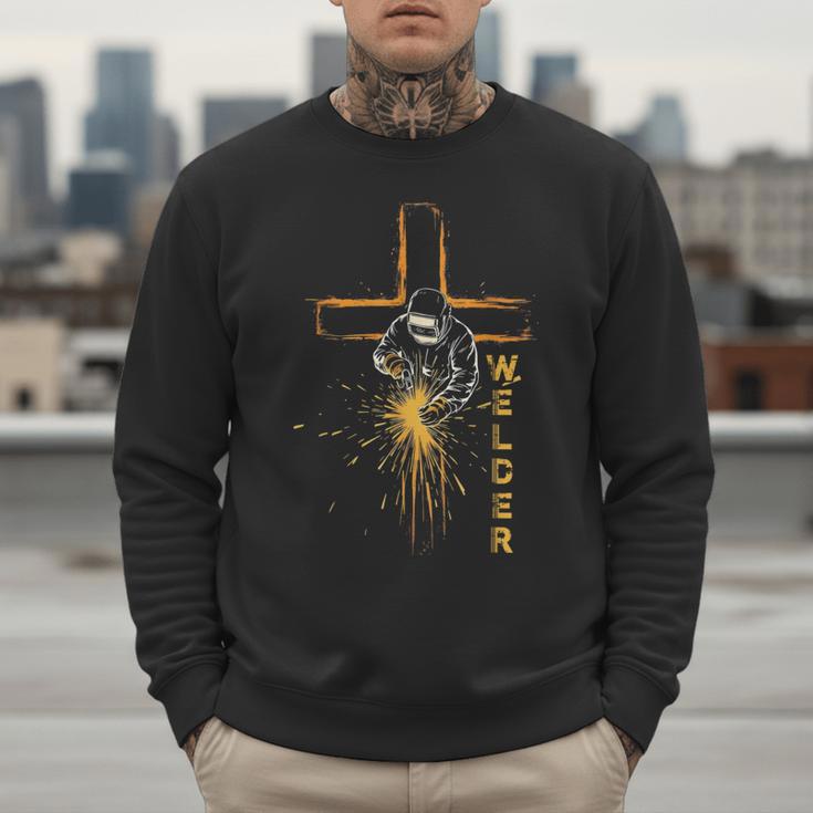 Welder Christian Cross Weld Welding Dad Jesus Lover Men Sweatshirt