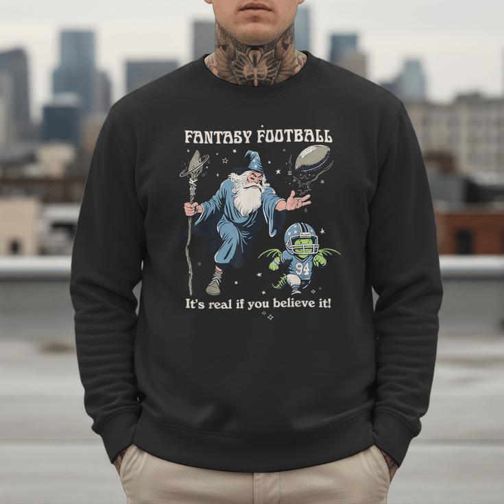 Wizard Dragon Fantasy Football Player Literal Dad Joke Men Sweatshirt