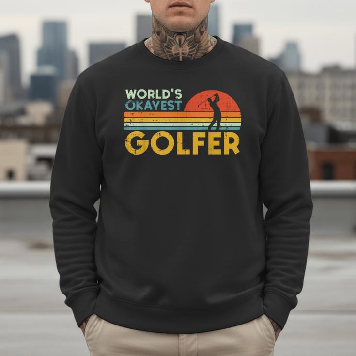 Worlds Okayest Golfer Retro Golf Joke Dad Men Women Kids Men Sweatshirt