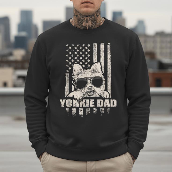 Yorkie Dad Cool Vintage Retro Proud American Men Sweatshirt