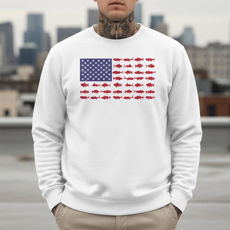 American Flag Fishing-Shirt Men Kids Bass Fish Dad Patriotic Men Sweatshirt
