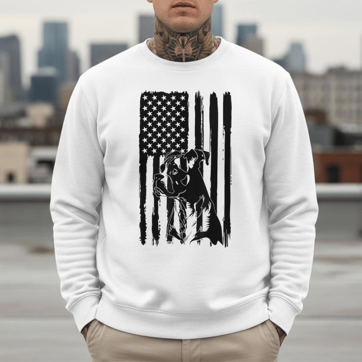 American Flag USA Patriot Boxer Dog Dad Men Sweatshirt