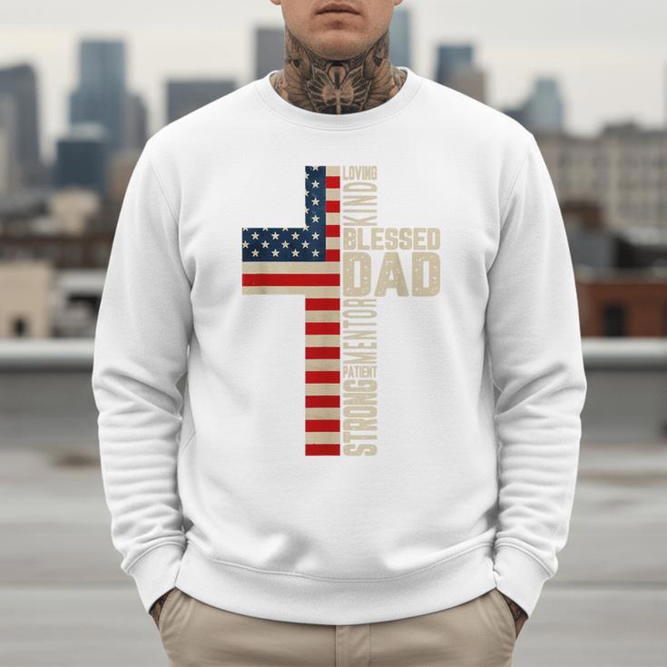 Blessed Dad Christian From Daughter Son Jesus Patriotic Men Sweatshirt