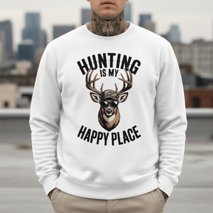Camo Deer Hunting Is My Happy Place Dad Hunter Men Sweatshirt