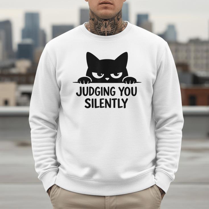 Cat For Cat Lover Mom Dad Cat Judging You Silently Men Sweatshirt