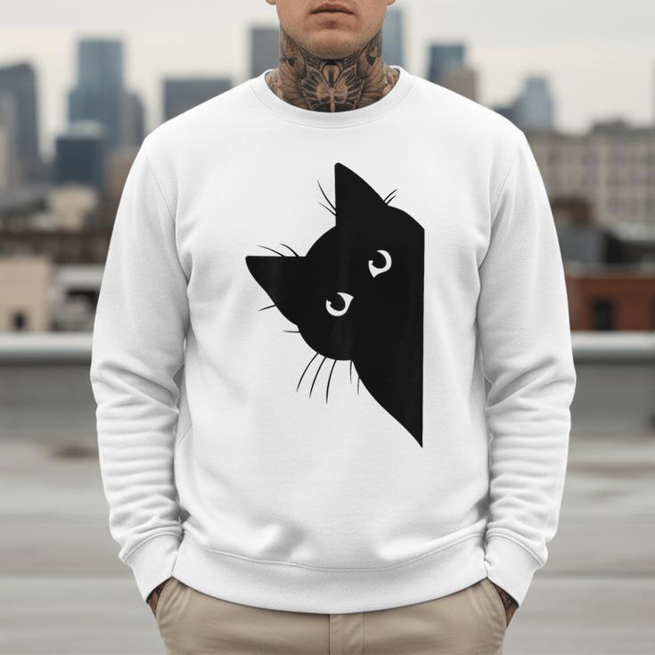 Curious Cat Peeking Sneaky Cat Cat Mom Cat Dad Men Sweatshirt Curious Cat Peeking Sneaky Cat Cat Mom Cat Dad Men Sweatshirt