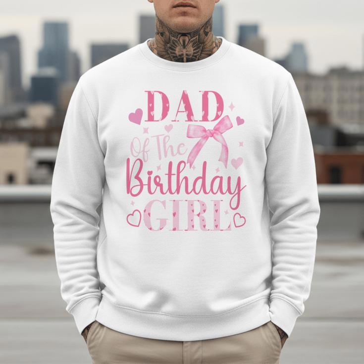 Dad Of The Birthday Girl Bow Cute Pink Matching Family Party Men Sweatshirt