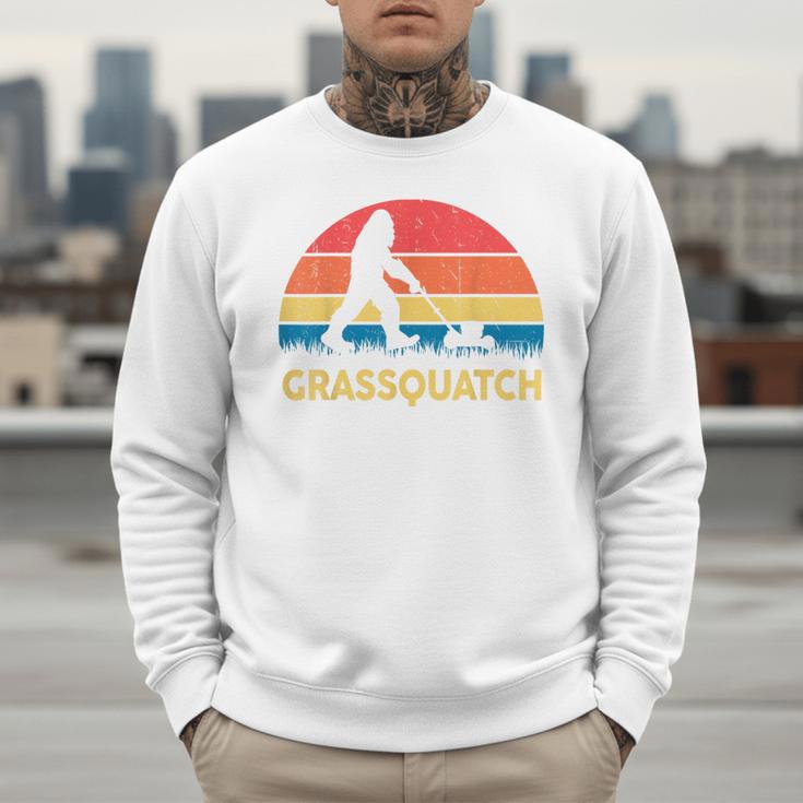 Dad Lawn Mowing Grassquatch Bigfoot Mower Garden Men Sweatshirt