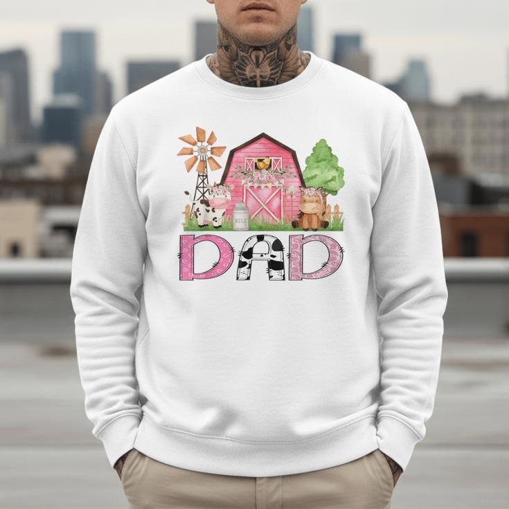 Dad Pink Farm Animal Birthday Kids Matching Family Men Sweatshirt