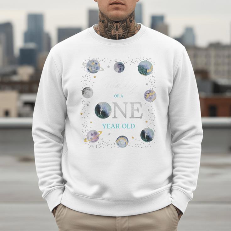Daddy Houston We Have One Year Old Space Theme 1st Birthday Men Sweatshirt