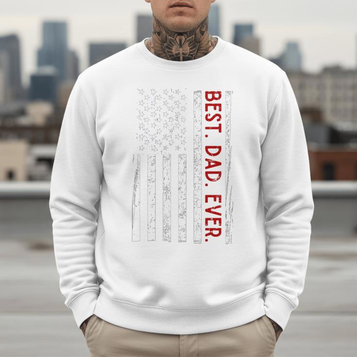 Distressed US American Flag Father Shirt Best Dad Ever Men Sweatshirt
