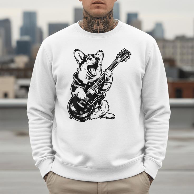 Dog Guitarist Guitar Pembroke Welsh Corgi Dad Mom Men Sweatshirt