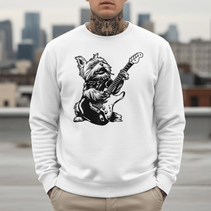 Dog Guitarist Guitar Yorkie Dad Mom For Men Women Men Sweatshirt