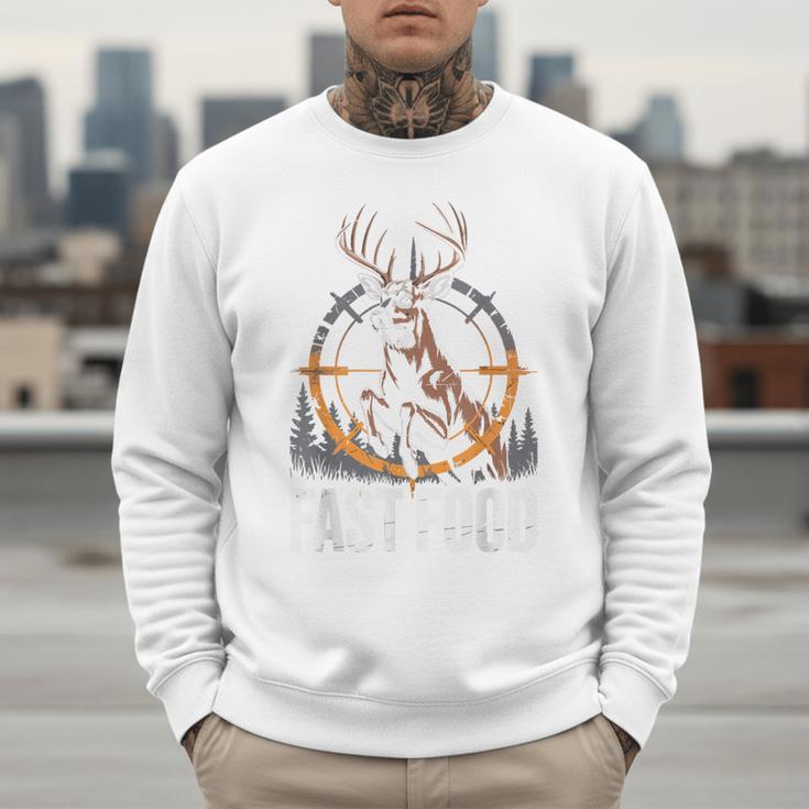 Fast Food Deer Hunting Hunter Dad Tail Buck Men Sweatshirt