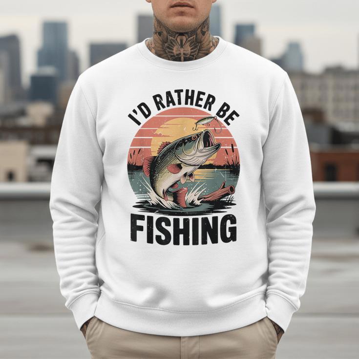 Id Rather Be Fishing Largemouth Bass Fish Dad Jokes Men Sweatshirt