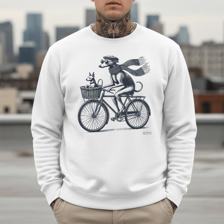 Italian Greyhound Whippet Bicycle Cycling Dog Mom Iggy Dad Men Sweatshirt