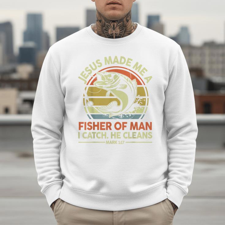 Jesus Made Fisher Man Christian Fishing Bass Fish Dad Men Sweatshirt Jesus Made Fisher Man Christian Fishing Bass Fish Dad Men Sweatshirt