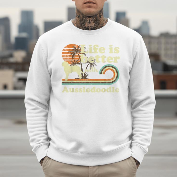 Life Better Aussiedoodle Vintage Dog Mom Dad Men Sweatshirt