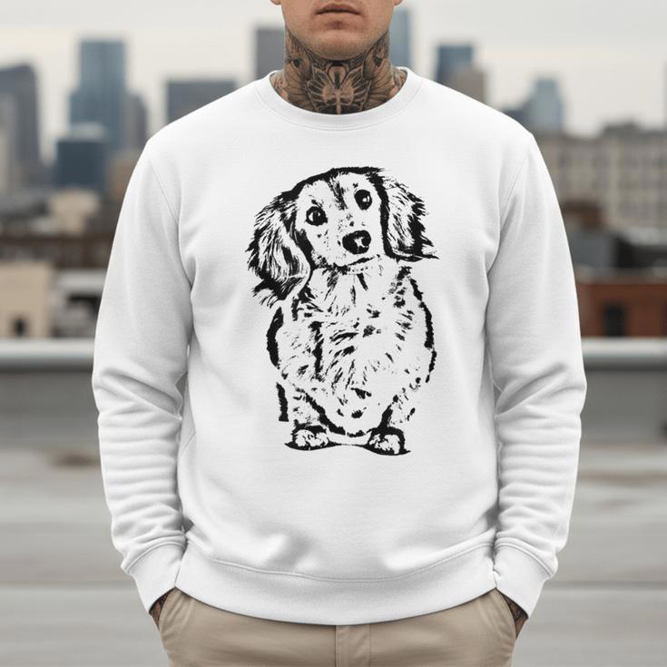 Long Hair Dachshund Lover Doxie Mom Dad Cute Wiener Dog Small Men Sweatshirt