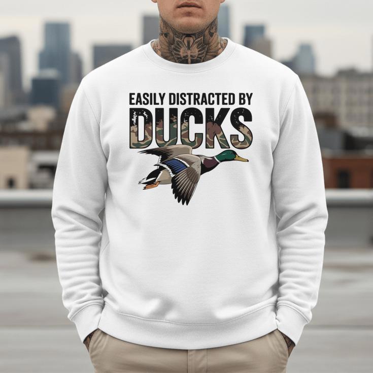 Mallard Duck Hunting Camo Easily Distracted Duck Dad Men Sweatshirt