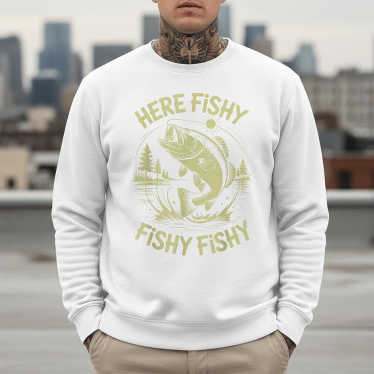 Men Here-Fishy Bass Fish Dad Fishing From Daughter Son Men Sweatshirt Men Here-Fishy Bass Fish Dad Fishing From Daughter Son Men Sweatshirt