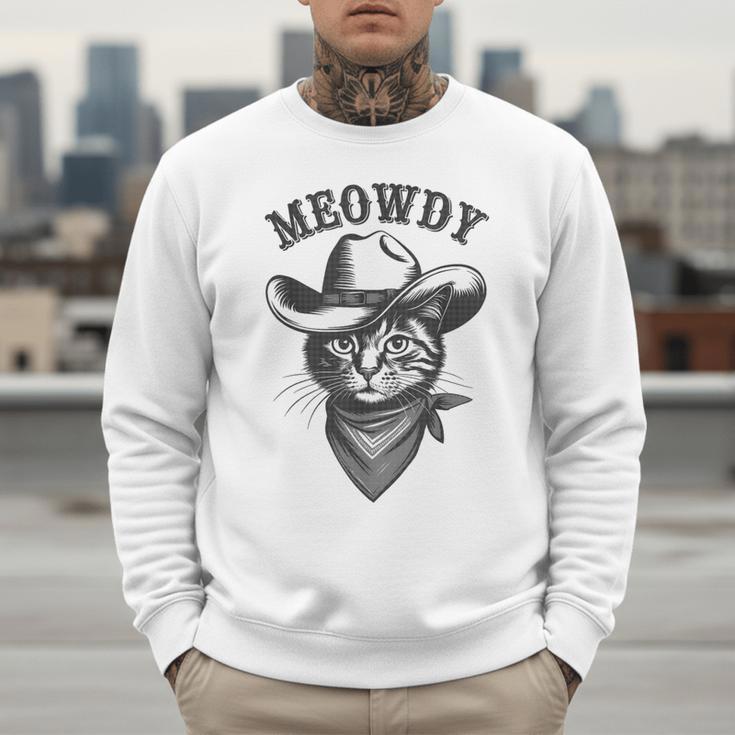 Meowdy Cat Cowboy Western Graphic Cat Lady Cat Dad Men Sweatshirt Meowdy Cat Cowboy Western Graphic Cat Lady Cat Dad Men Sweatshirt
