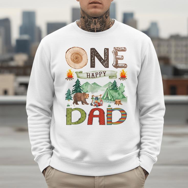 One Happy Dad Camper 1st Birthday Boy Camping Bear Men Sweatshirt