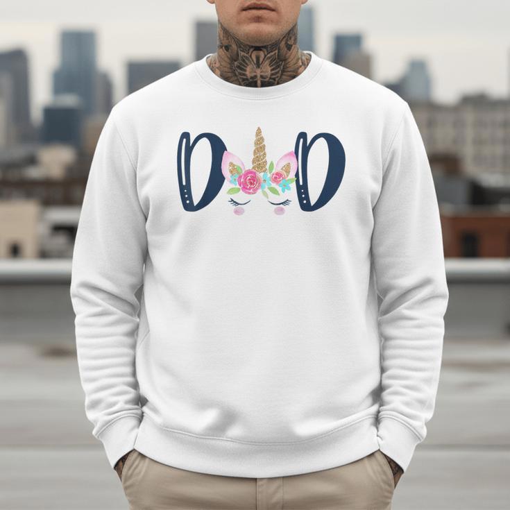 Unicorn Dad Birthday Shirt Matching Family Party Tee T-Shirt Men Sweatshirt
