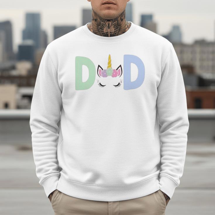 Unicorn Dad First Birthday Girl Family Matching Mama Party Men Sweatshirt