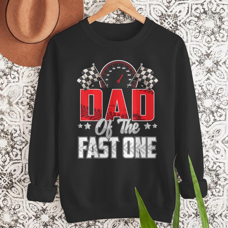 1 Year Old Racing Car Fast One Birthday 1st Family Dad Men Sweatshirt