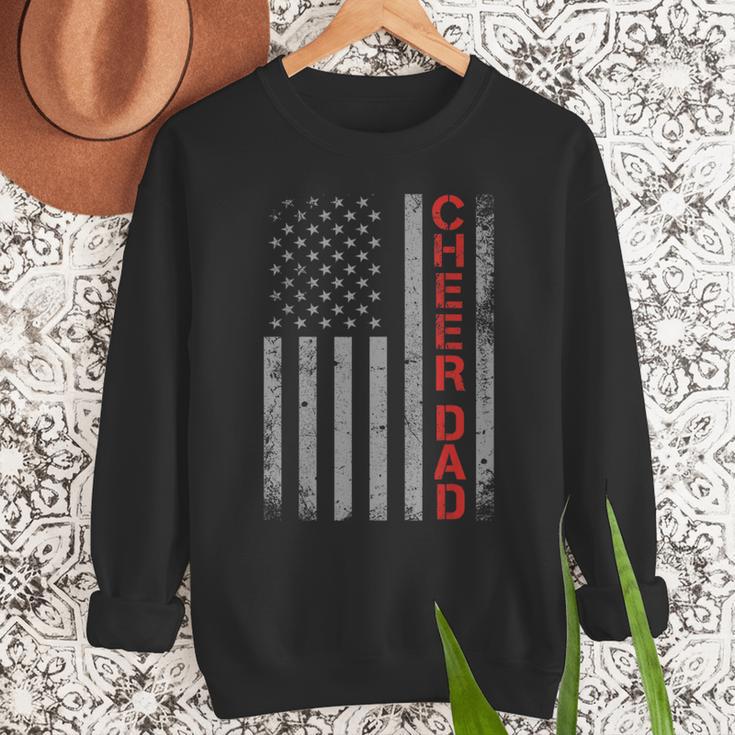 American Flag Cheer Dad Vintage Patriotic Father Cheerleader Men Sweatshirt