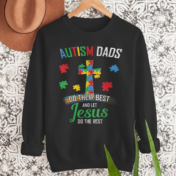 Autism Dad Son Father Autistic Kid Awareness Jesus Christian Men Sweatshirt