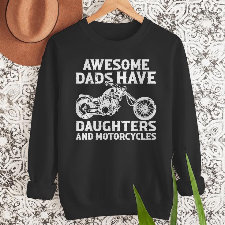 Awesome Dads Have Daughters And Motorcycles Men Fathers Day Men Sweatshirt
