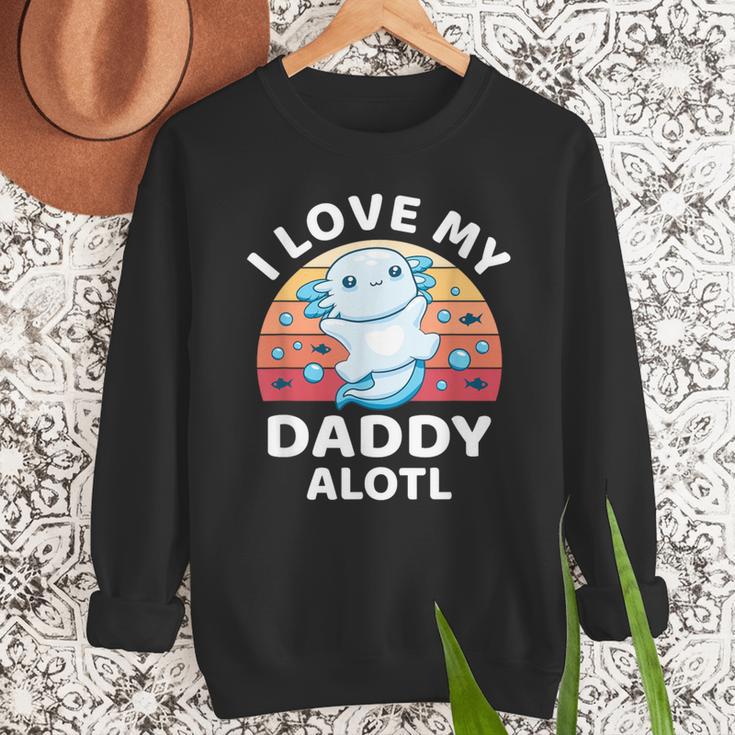 Axolotl Kids Teens Retro Sunset I Love My Daddy Men Sweatshirt