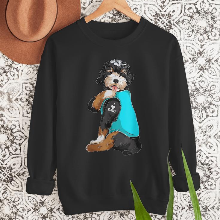 Bernedoodle I Love Dad Tattoo Apparel Dog Dad Dads Men Sweatshirt