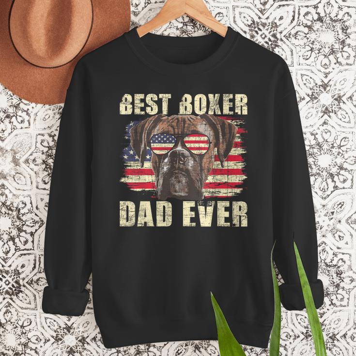 Best Boxer Dad Ever USA Flag American Dog Animal Lover Men Sweatshirt