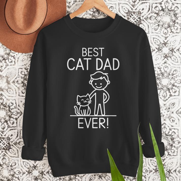 Best Cat Dad Ever Fun Line Art Illustration Men Sweatshirt