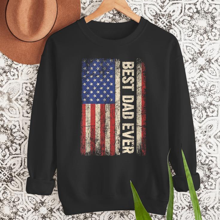 Best Dad Ever US American Flag For Father's Day Men Men Sweatshirt
