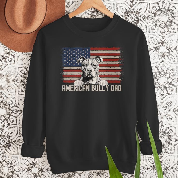 Best Dog Dad Ever American Flag American Bully Dad Men Sweatshirt