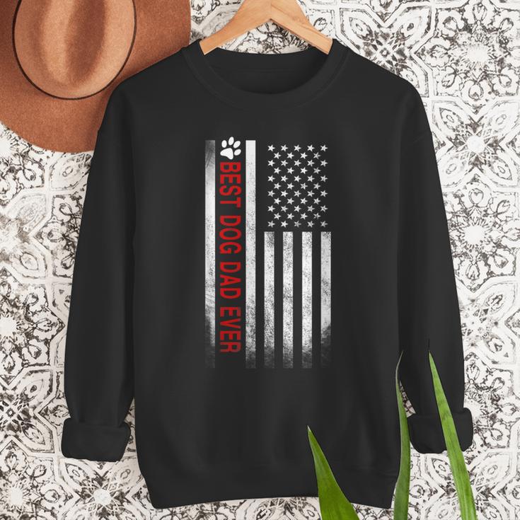Best Dog Dad Ever American Flag For Best Father Men Sweatshirt