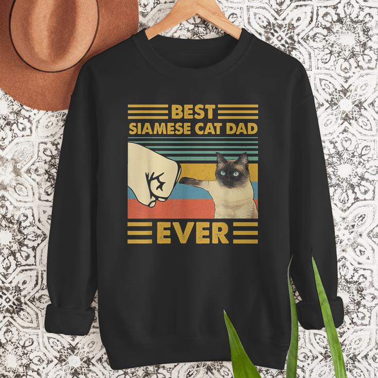 Best Siamese Cat Dad Ever Retro Vintage Sunset Men Sweatshirt
