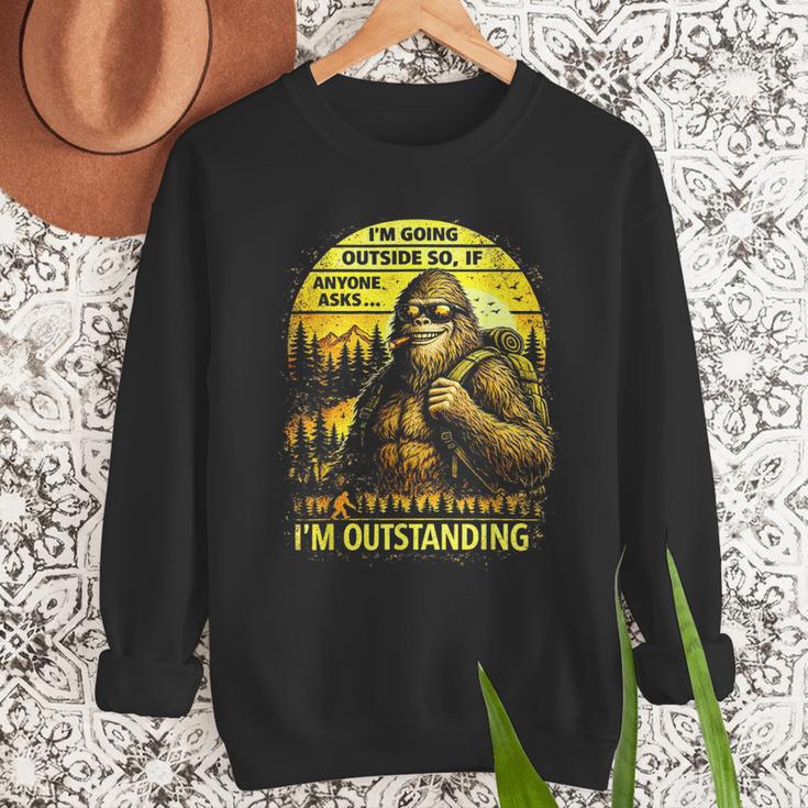 Bigfoot Outdoor Hiking Dad Joke Im Outstanding Sasquatch Men Sweatshirt