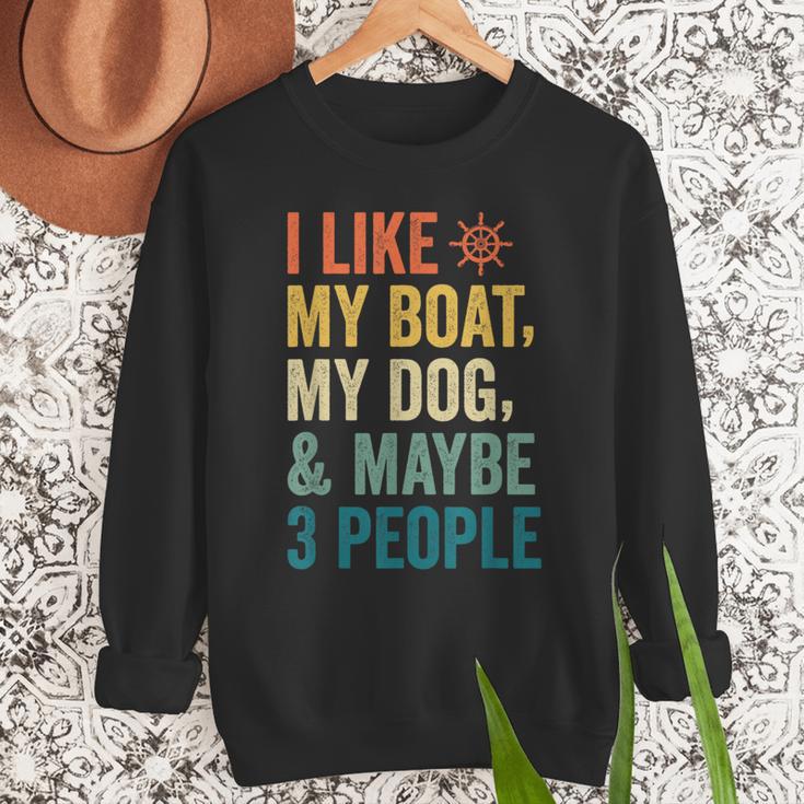 I Like My Boat Dog And Maybe 3 People Retro Sailor Dad Men Sweatshirt